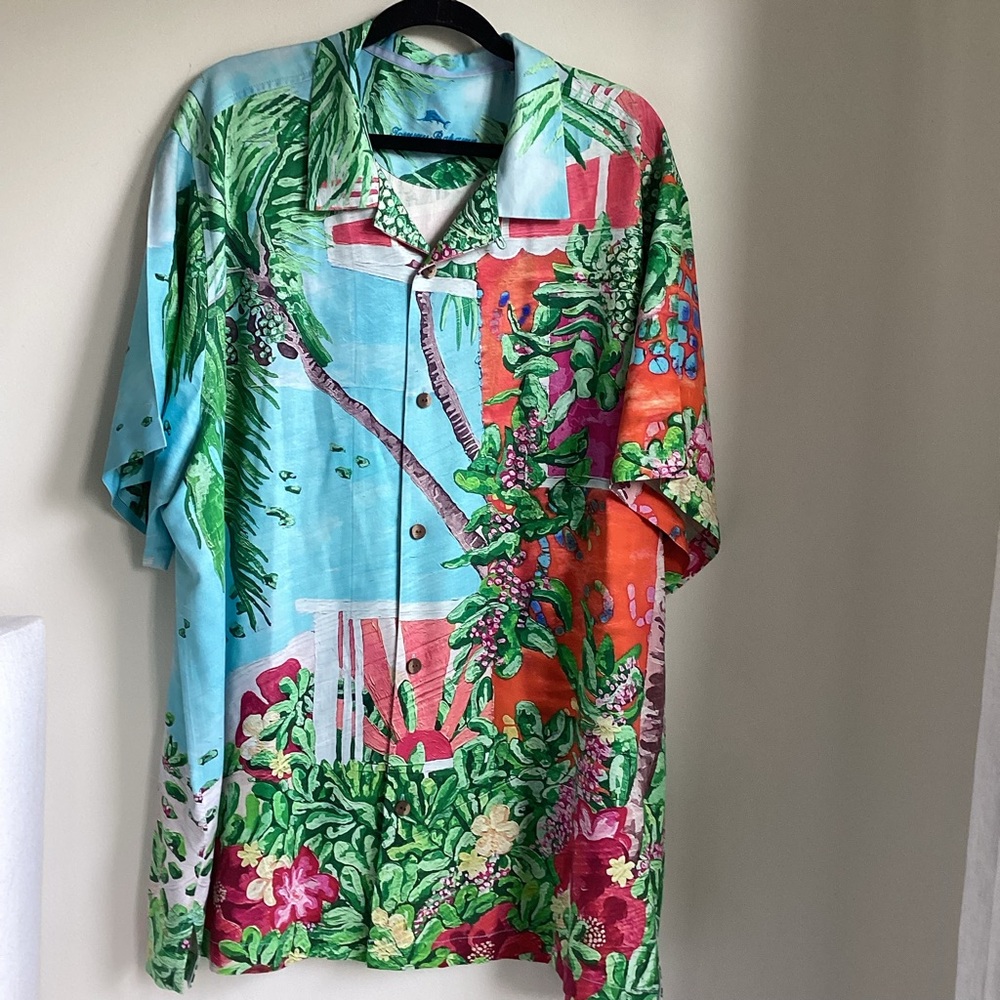 Tommy Bahama Coastal Comforts Artist Series Silk Camp Shirt XXL Tropical Luxury